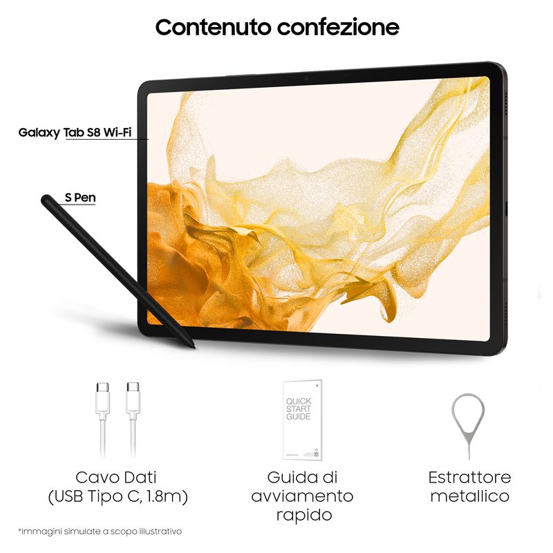 Samsung-Galaxy-Tab-S8-Tablet-Android-11-Pollici-Wi-Fi-RAM-8-GB-256-GB-Tablet-Android-12-Graphite--Versione-italiana--2022