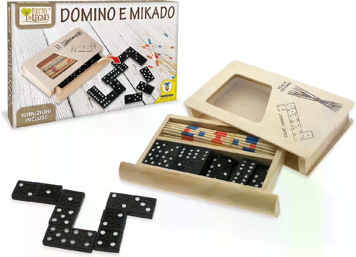 TEOREMA DOMINO E MIKADO, BOX IN LEGNO C/FINESTRA