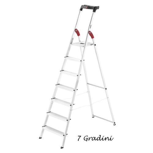 Hailo-Scala-7-Gradini-Alluminio-Doppia-Forbice-Portautensili-Scaletta-Da-Interno