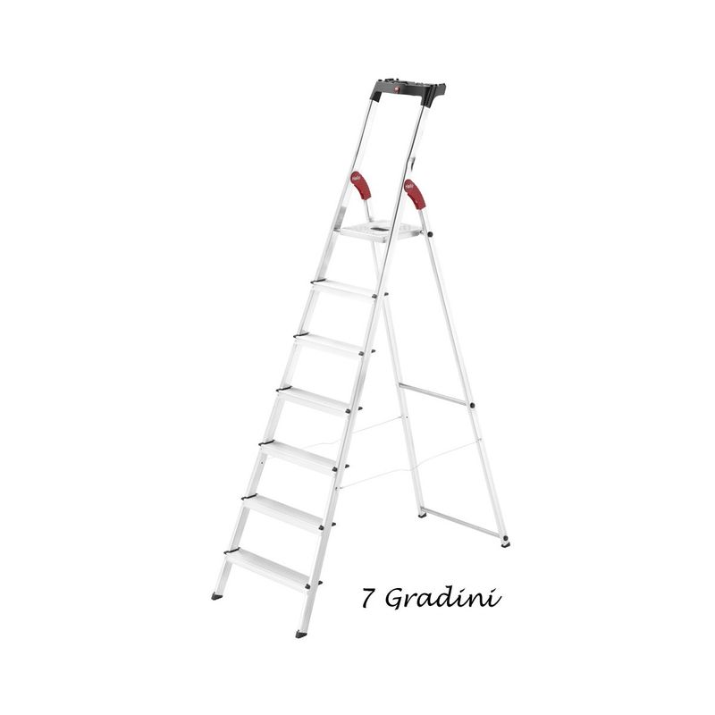 Hailo-Scala-7-Gradini-Alluminio-Doppia-Forbice-Portautensili-Scaletta-Da-Interno