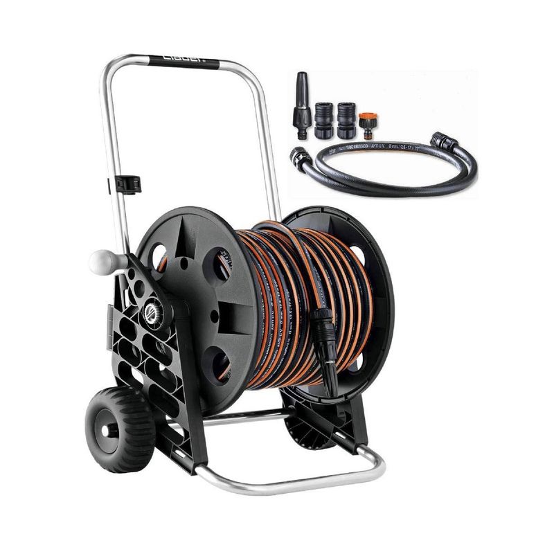 Avvolgitubo-Manuale-Porta-Tubo-Acqua-per-Innaffiare-Lancia-Giardino-Carrello