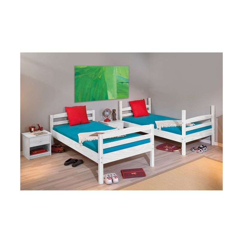 2-Letti-Singoli-Materasso-90x200-a-Doghe-Castello-Bianco-Pino-Scala-Cameretta