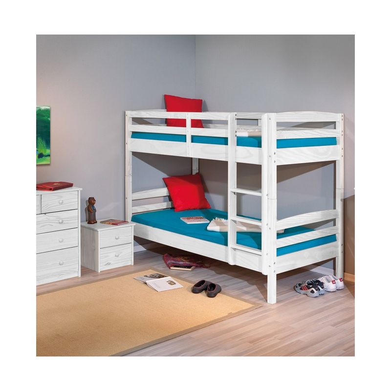 2-Letti-Singoli-Materasso-90x200-a-Doghe-Castello-Bianco-Pino-Scala-Cameretta