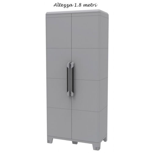 Armadio da Esterno 2 Ante in Pvc Resina Tuttopiani con Ripiano Mobile Modulare