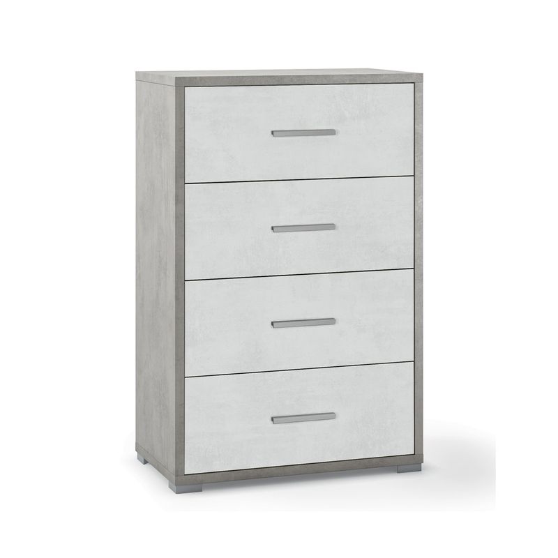 Cassettiera-Grigio-Ossido-Bianco-4-Cassetti-in-Legno-Moderna-per-Camera-da-Letto