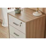 Cassettiera-in-Legno-Olmo-Bianca-3-Cassetti-con-Chiave-Ruote-Scrivania-Ufficio