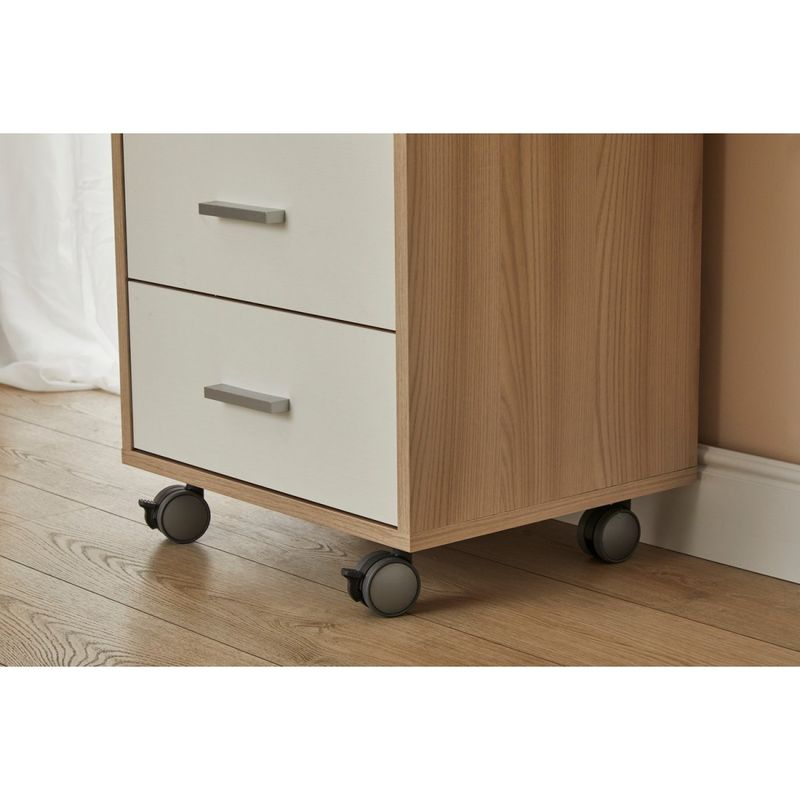 Cassettiera-in-Legno-Olmo-Bianca-3-Cassetti-con-Chiave-Ruote-Scrivania-Ufficio