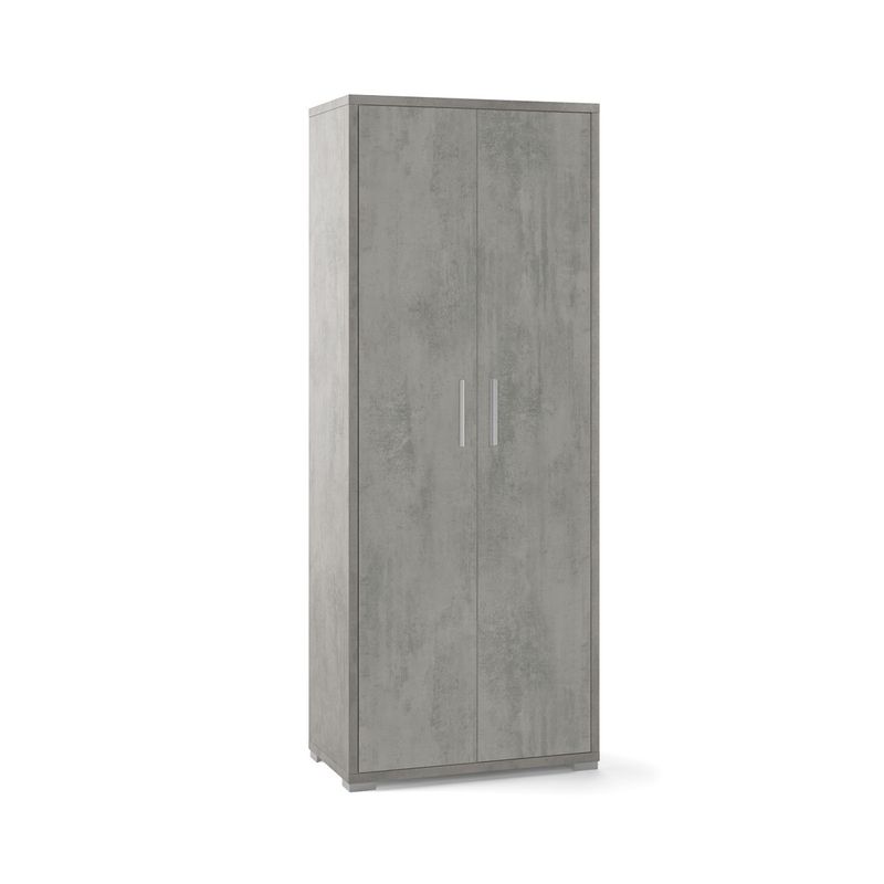 Kit-Armadio-2-Ante-Grigio-Multiuso-Ufficio-Mobile-Ripiani-Camera-Letto-Cameretta