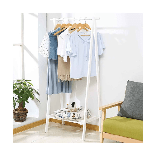 Stender-Appendiabiti-Bianco-in-Legno-Porta-Scarpe-Attaccapanni-da-Terra-Ingresso