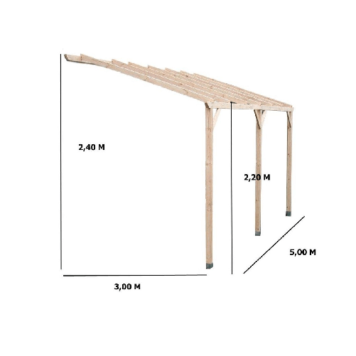 Pergola-Addossata-in-Legno-3x5-Gazebo-Giardino-Tettoia-Senza-Copertura