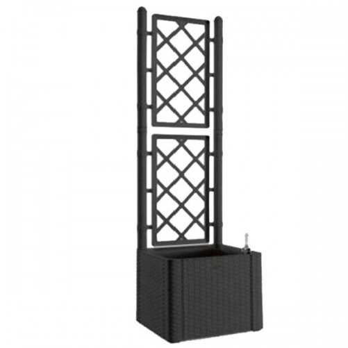 Fioriera-Quadrata-43x43-con-Spalliera-in-Pvc-Antracite-Da-Esterno-Balcone-Vaso