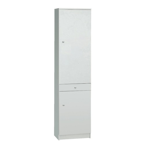 Armadio-180-Bianco-2-Ante-con-Cassetto-Mobile-Alto-con-Ripiani-Colonna-da-Bagno