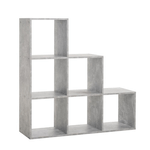 Libreria-a-Cubi-a-Scala-Cemento-Moderna-Mensole-Legno-Divisorio-Scaffali-Ufficio