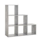 Libreria a Cubi a Scala Cemento Moderna Mensole Legno Divisorio Scaffali Ufficio