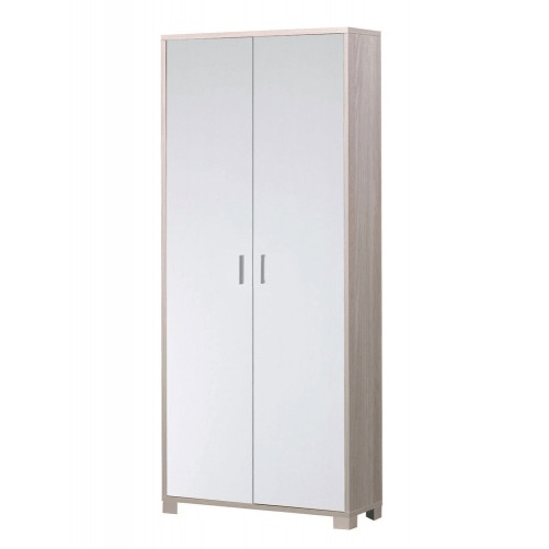 Armadio-Slim-2-Ante-190-Bianco-Olmo-Ripiani-Mobile-Ingresso-da-Ufficio-Scarpiera
