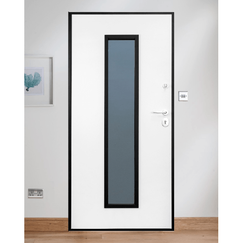 Porta-Blindata-con-Vetro-Antisfondamento-pannello-esterno-Vetroresina-Bianco