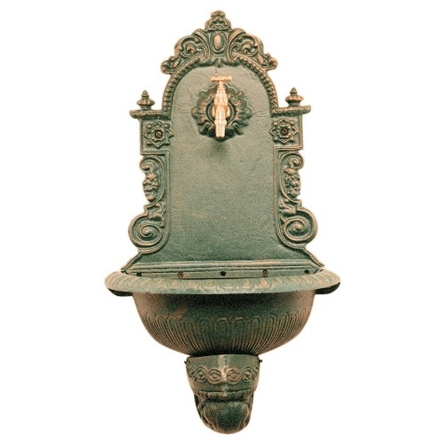 Fontana-da-Parete-Verde-in-Ghisa-Lavabo-a-Muro-Giardino-Lavandino-Rubinetto