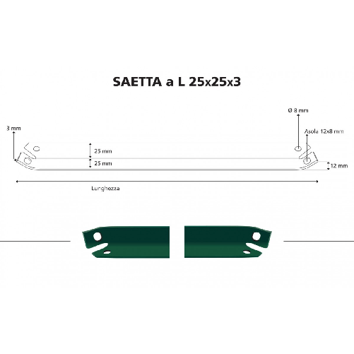 10-Saette-a-L-200-per-Pali-200-225-250-in-Acciaio-Paletti-da-Recinzione