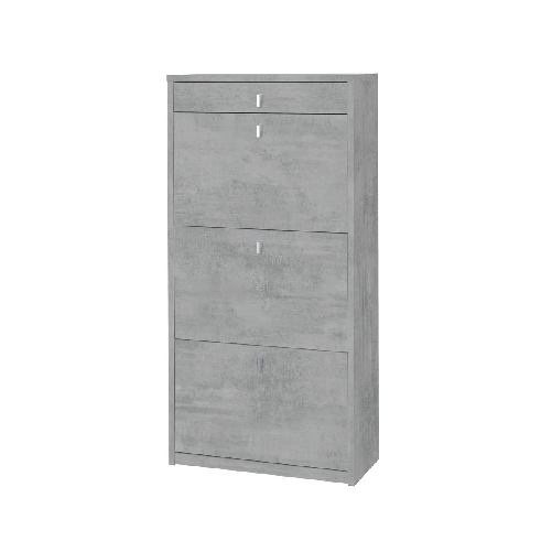 Scarpiera-Slim-Grigio-3-Ante-Ribalta-con-Cassetto-Portascarpe-Mobile-Salvaspazio