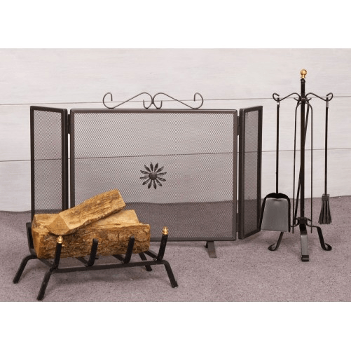 Set-Parascintille-Brucialegna-4-Attrezzi-Accessori-per-Camino-Caminetto-Paletta