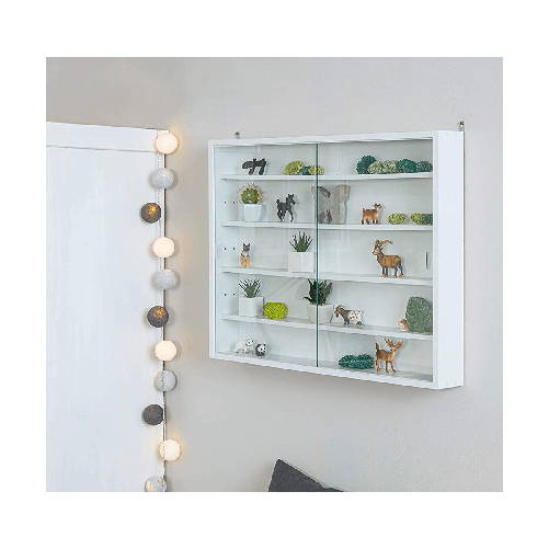 Vetrina-Bianca-Collezionismo-Modellini-Modellismo-Moderna-da-Parete-Vetrinetta