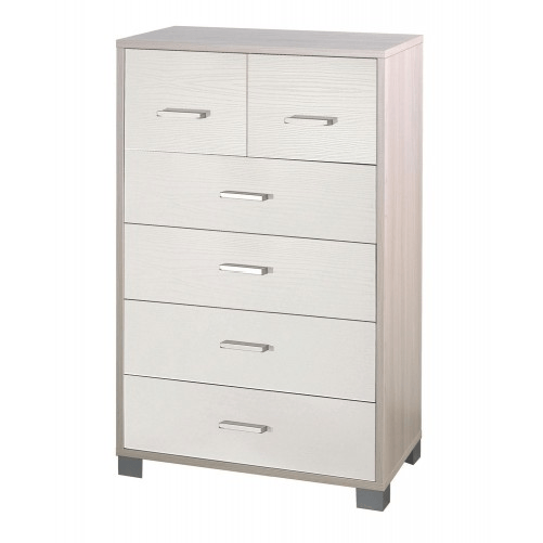 Settimino-Alto-Como-70-Bianco-Olmo-6-Cassetti-Cassettiera-Camera-da-Letto-Mobile