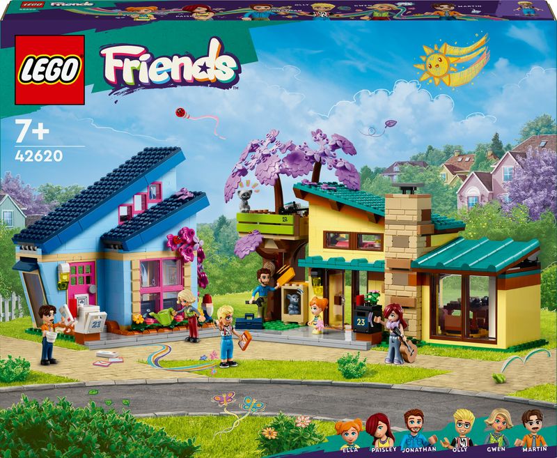 LEGO-Friends-42620-Le-Case-di-Olly-e-Paisley-Giochi-per-Bambini-di-7--Anni-con-2-Case-Giocattolo-da-Costruire-e-6-Personaggi