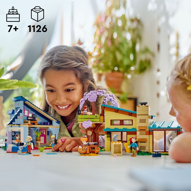 LEGO-Friends-42620-Le-Case-di-Olly-e-Paisley-Giochi-per-Bambini-di-7--Anni-con-2-Case-Giocattolo-da-Costruire-e-6-Personaggi