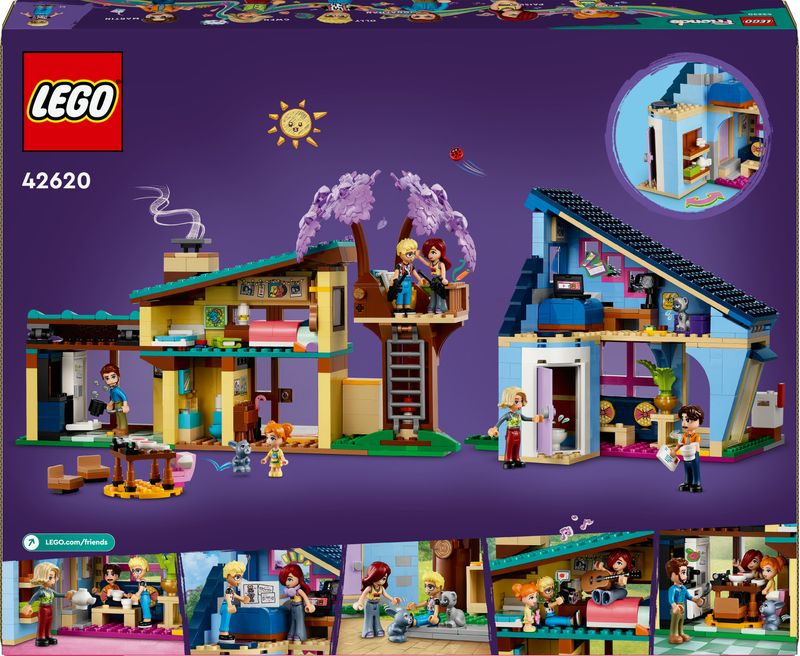 LEGO-Friends-42620-Le-Case-di-Olly-e-Paisley-Giochi-per-Bambini-di-7--Anni-con-2-Case-Giocattolo-da-Costruire-e-6-Personaggi