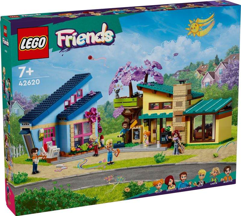 LEGO-Friends-42620-Le-Case-di-Olly-e-Paisley-Giochi-per-Bambini-di-7--Anni-con-2-Case-Giocattolo-da-Costruire-e-6-Personaggi