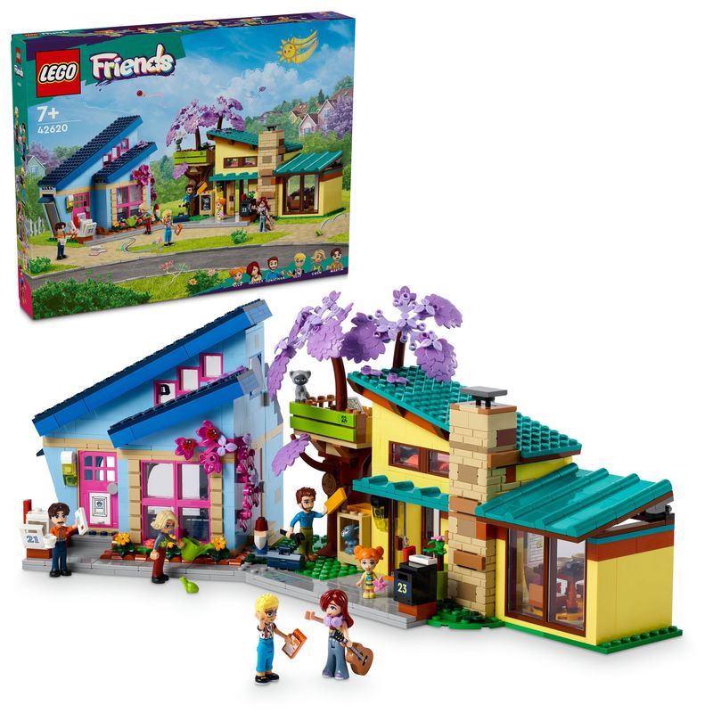 LEGO-Friends-42620-Le-Case-di-Olly-e-Paisley-Giochi-per-Bambini-di-7--Anni-con-2-Case-Giocattolo-da-Costruire-e-6-Personaggi