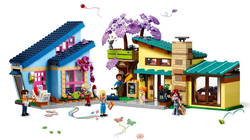 LEGO-Friends-42620-Le-Case-di-Olly-e-Paisley-Giochi-per-Bambini-di-7--Anni-con-2-Case-Giocattolo-da-Costruire-e-6-Personaggi