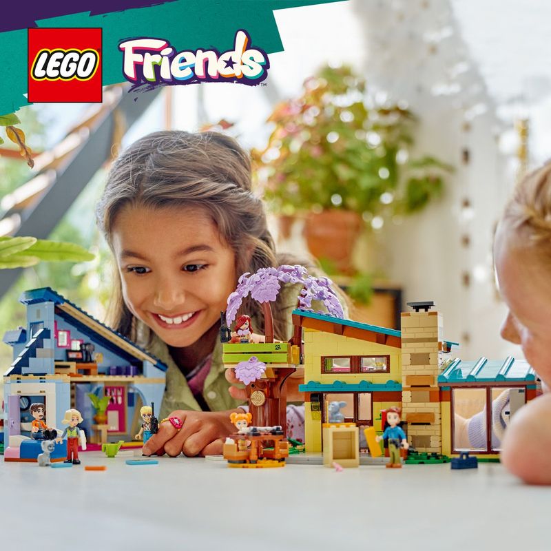 LEGO-Friends-42620-Le-Case-di-Olly-e-Paisley-Giochi-per-Bambini-di-7--Anni-con-2-Case-Giocattolo-da-Costruire-e-6-Personaggi