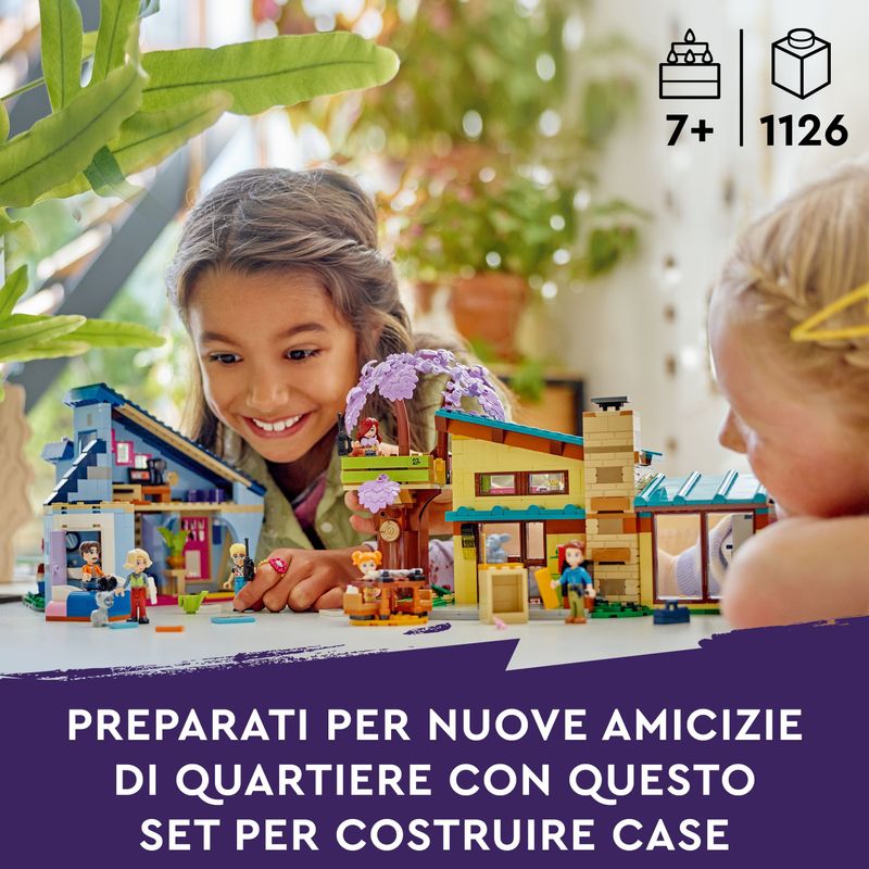 LEGO-Friends-42620-Le-Case-di-Olly-e-Paisley-Giochi-per-Bambini-di-7--Anni-con-2-Case-Giocattolo-da-Costruire-e-6-Personaggi