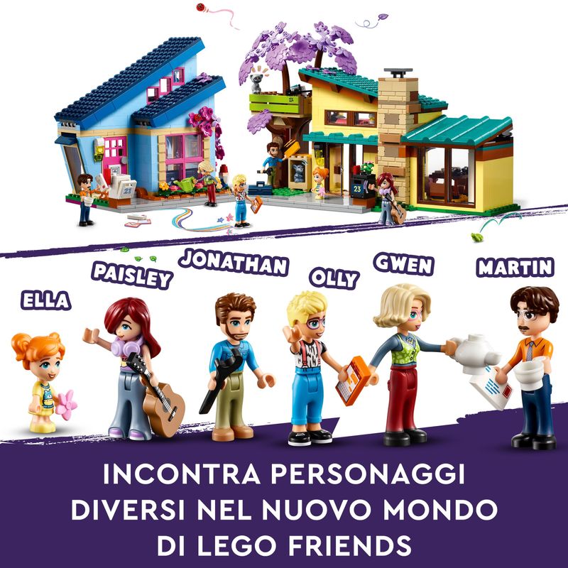 LEGO-Friends-42620-Le-Case-di-Olly-e-Paisley-Giochi-per-Bambini-di-7--Anni-con-2-Case-Giocattolo-da-Costruire-e-6-Personaggi