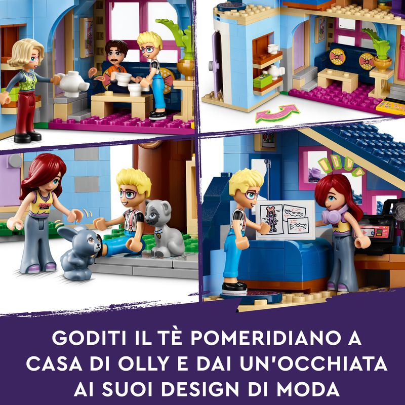 LEGO-Friends-42620-Le-Case-di-Olly-e-Paisley-Giochi-per-Bambini-di-7--Anni-con-2-Case-Giocattolo-da-Costruire-e-6-Personaggi