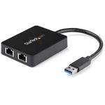 StarTech.com Adattatore USB 3.0 a doppia porta RJ45 con porta USB integrata