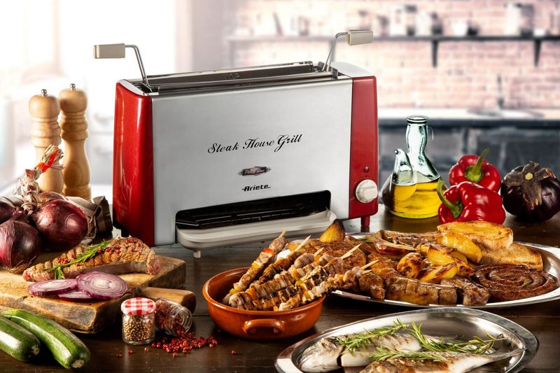 Ariete-730-Steak-House-Grill-Bistecchiera-e-Griglia-Verticale-1300W-Rosso-Acciaio