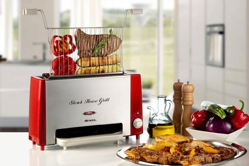 Ariete-730-Steak-House-Grill-Bistecchiera-e-Griglia-Verticale-1300W-Rosso-Acciaio