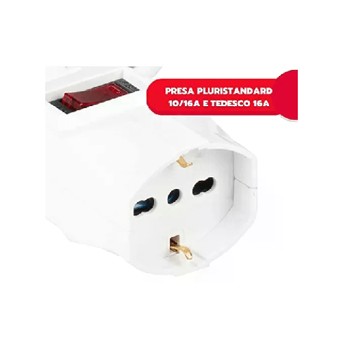 Polypool-Prolunga-3mt-16A-Bianca-con-Interruttore-Lineare-Spina-10a-Presa-Multi