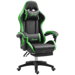 Vinsetto Sedia da Gaming con Altezza Regolabile e Schienale Reclinabile, 65x65x121-129 cm, Nero e Verde