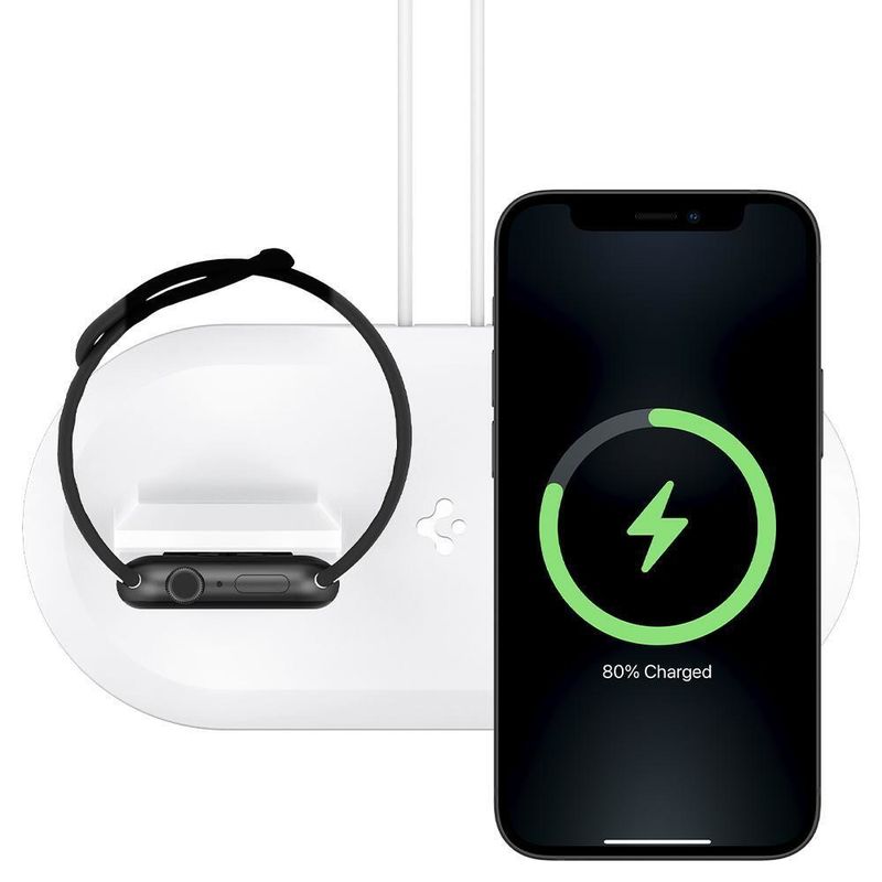 Spigen-AMP02797-Caricabatterie-per-dispositivi-mobili-Smartphone-Orologio-intelligente-Bianco-Carica-wireless-Interno