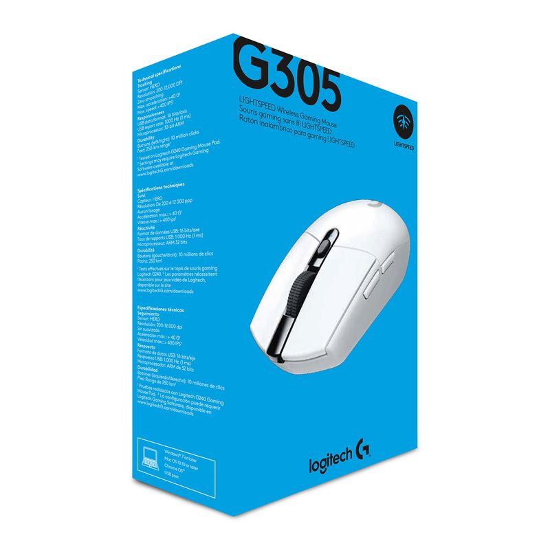 Logitech-G305-LightSpeed-​​Wirelbric-Mouse-USB-12000DPI---5-PROGRAMBLE-BOX---Distruggi-l-uso---colore-bianco