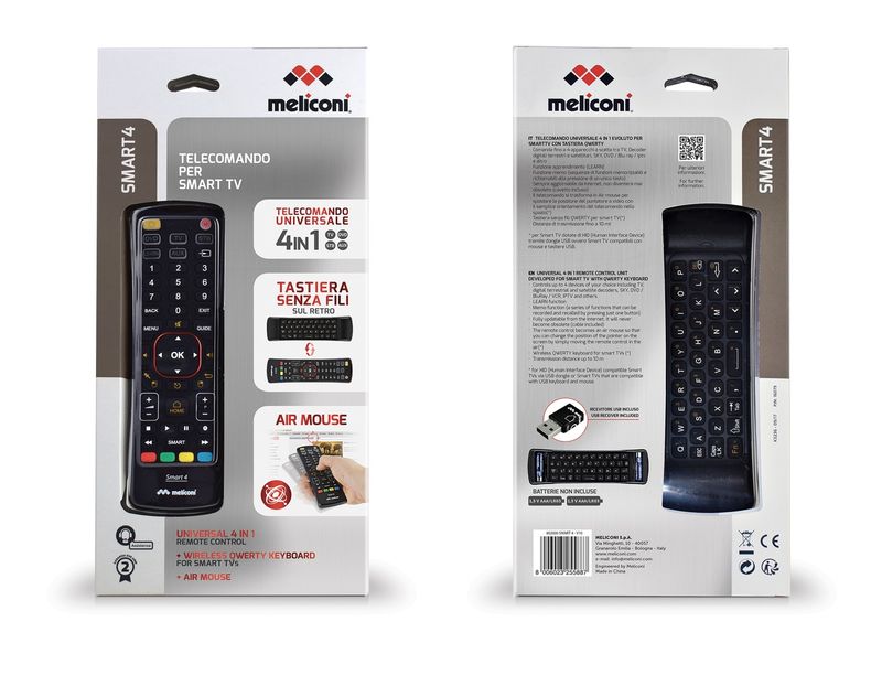 Meliconi-Smart-4-telecomando-RF-Wireless-TV-Sintonizzatore-TV-Pulsanti