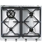 Smeg SRV564GH3 Estetica Contemporanea Piano Cottura a Gas 4 Fuochi Griglie in Ghisa 60 cm Acciaio Inox
