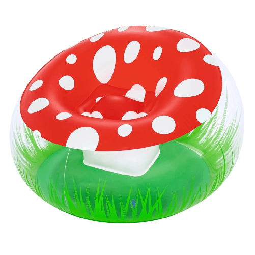 TrAdE Shop Traesio  Poltrona Gonfiabile Per Bambini Mighty Mushroom Design Fungo Con Erba 112x112x66cm 75123 -