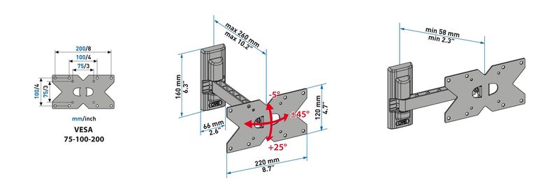 Meliconi-CME-ER120Supporto-Tv-26-32-20kg-Vesa-200x100-2snodi-tilt