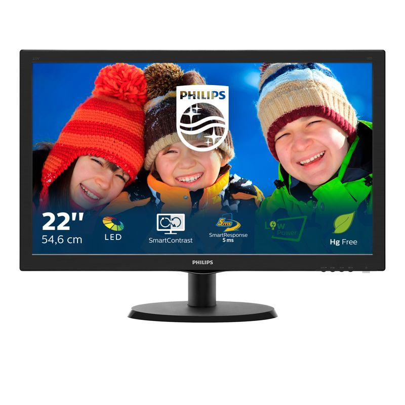 PHILIPS-Monitor-21.5---LED-223V5LSB---00-1920-x-1080-Full-HD-Tempo-di-Risposta-5-ms-DVI-VGA-Attacco-Vesa-Nero