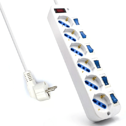 Ewent  Multipresa Ewent - 6 prese - Versione Schuko - 16 A con interruttore on/off su ogni porta