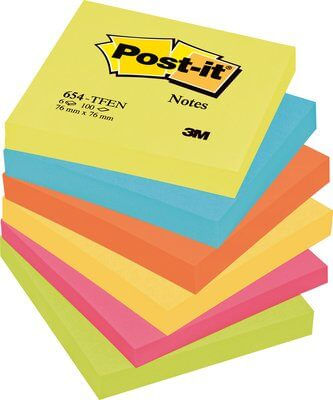 3M Post-It FT510283540 pouch autoadesiva Quadrato Blu, Verde, Arancione, Rosa, Giallo 100 fogli Autoadesivo